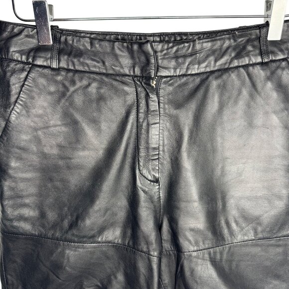 Nümph Womens Black Lambskin Leather Shorts Size‎ 38 With Graphic Lining - Picture 2 of 9